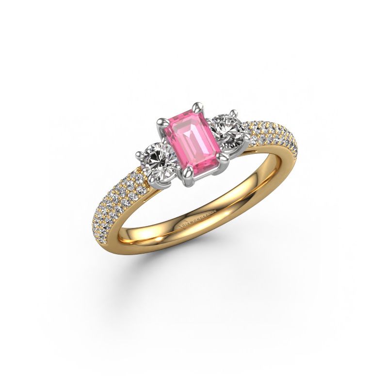 Engagement ring Marielle EME 585 gold pink sapphire 6x4 mm