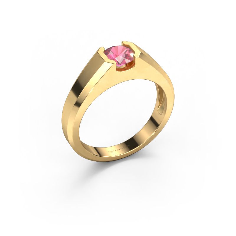 Men's ring Indigo 585 gold tourmaline pink 6 mm