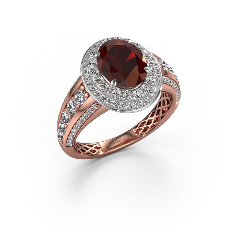 Engagement ring Nancie 585 rose gold garnet 9x7 mm
