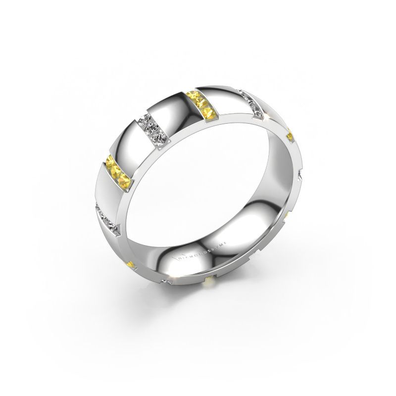 Bague de mariage Juul 950 platine saphir jaune ±5x1.8 mm