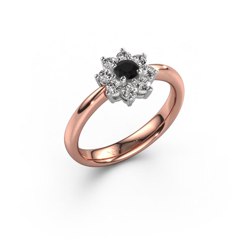 Engagement ring Camille 1 585 rose gold black diamond 0.18 crt