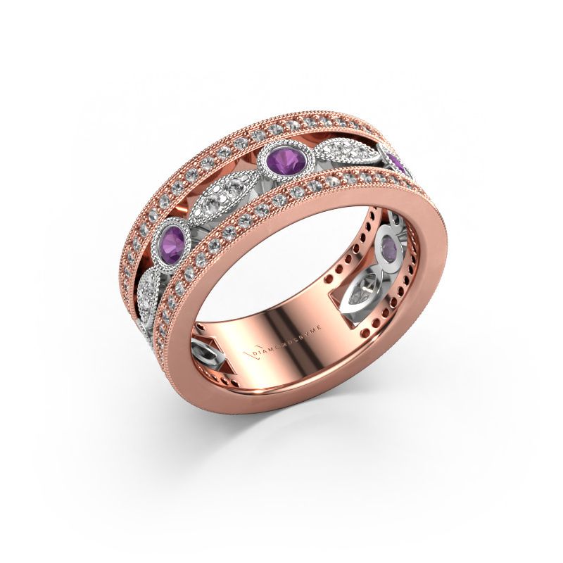 Bague Jessica 585 or rose améthyste 2.5 mm