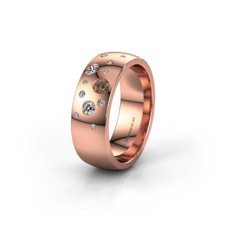 Afbeelding van Trouwring WH0141L26BP 585 rosé goud bruine diamant ±7x2 mm