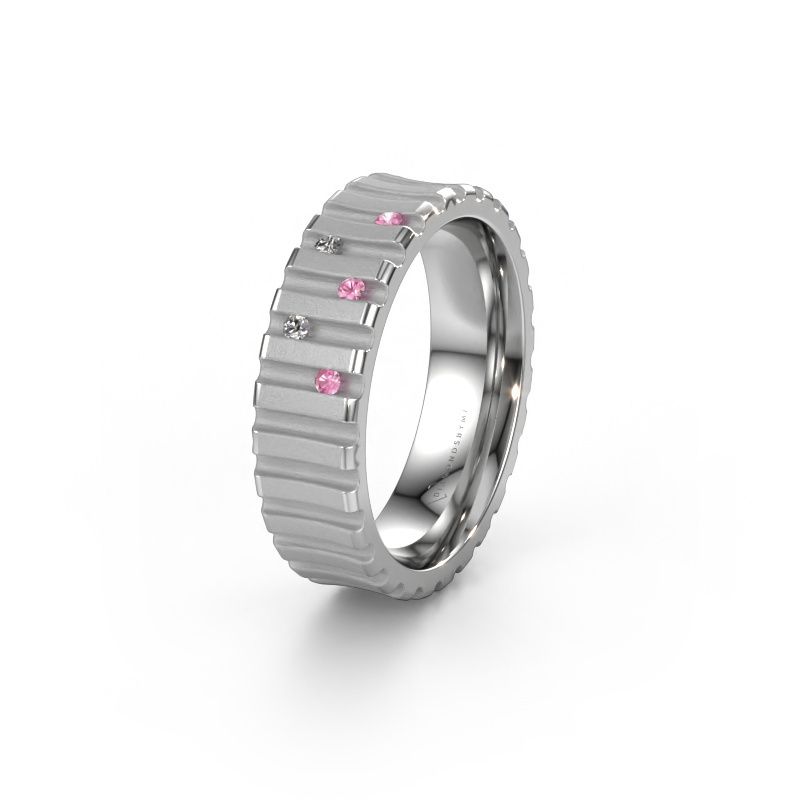 Image of Wedding ring WH0131L46BM 585 white gold pink sapphire ±6x2 mm