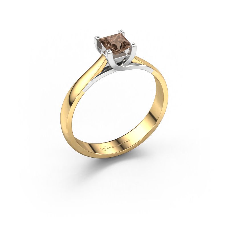 Verlobungsring Mia Square 585 Gold Braun Diamant 0.40 crt