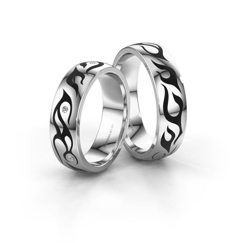 Image of Wedding rings set WH3050LM26BP ±6x2 mm 14 Carat white gold diamond 0.008 crt