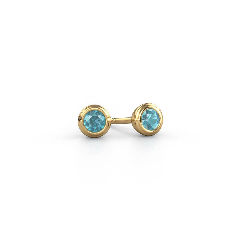 Ohrsteckers Shemika 585 Gold Blau Topas 4 mm