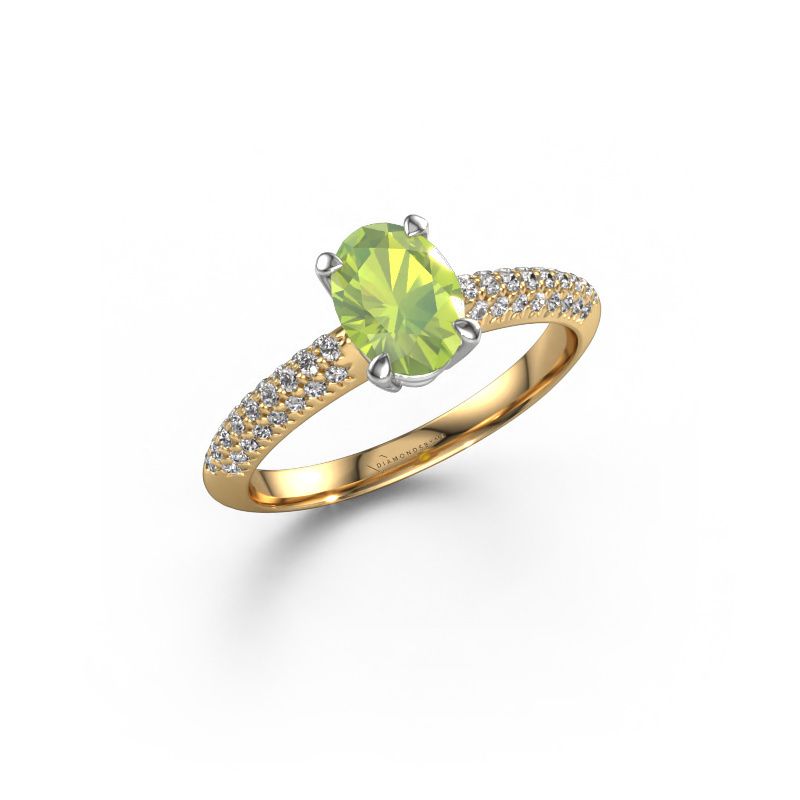 Verlovingsring Morane OVL 585 goud peridoot 7,5x5,5 mm