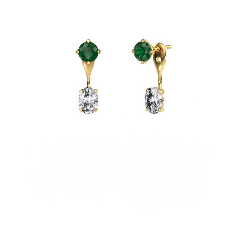 Pendants d'oreilles Kate RND-OVL 585 or jaune emeraude 5 mm