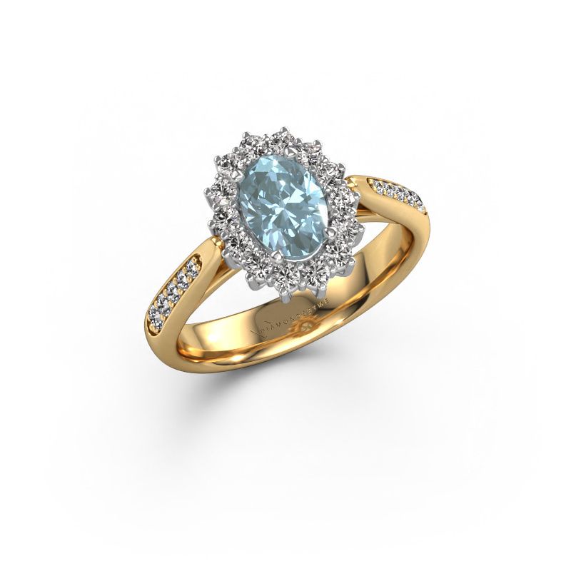 Engagement ring Margien 2 585 gold blue lab grown diamond 7x5 mm