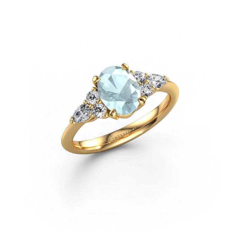 Engagement ring Melani OVL 585 gold aquamarine 8x6 mm