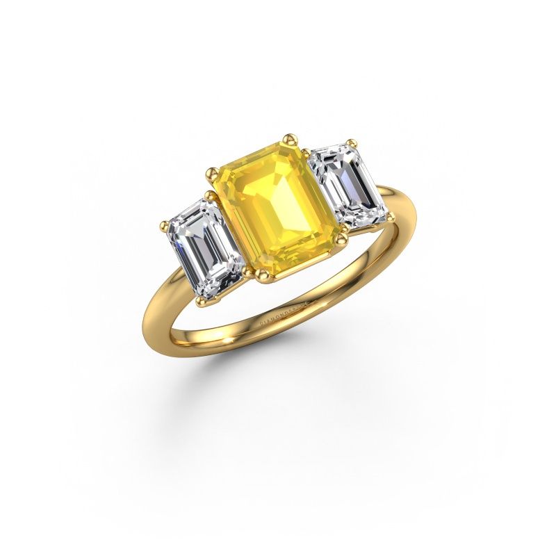 Verlobungsring Sandra 585 Gold Gelb Saphir 8x6 mm