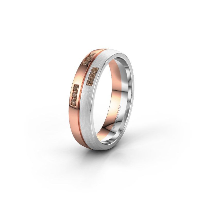 Afbeelding van Trouwring WH0206L25APM 585 rosé goud bruine diamant ±5x1.7 mm