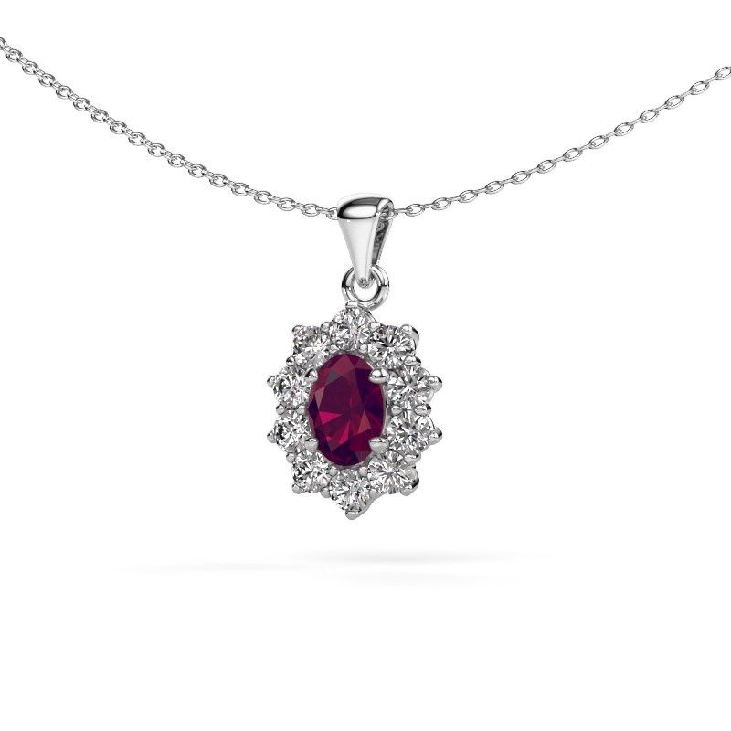 Pendentif Leesa 585 or blanc rhodolite 7x5 mm