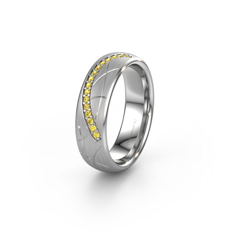 Wedding ring WH2060L36CM 585 white gold yellow sapphire ±6 x 2.2 mm