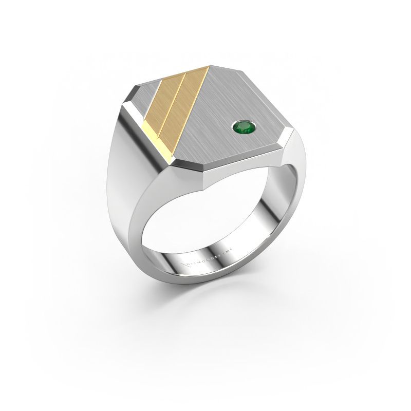 Signet ring Patrick 5 585 white gold emerald 2.5 mm