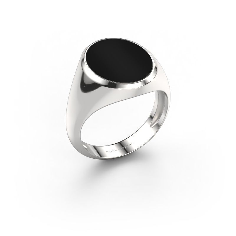 Chevalière Herman 4 light 950 platine onyx 15x12 mm