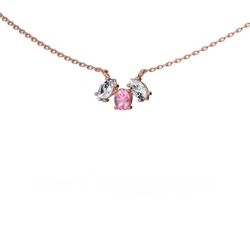 Collier Rachal 585 or rose saphir rose 4x3 mm