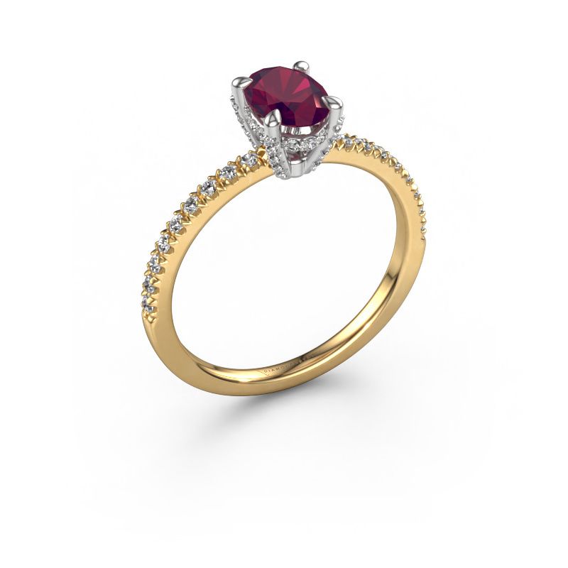 Engagement ring Saskia 1 OVL 585 gold rhodolite 7x5 mm