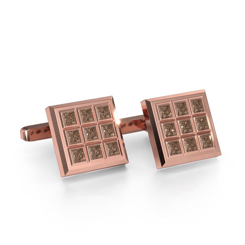 Cufflinks Clen 585 rose gold brown diamond 3.06 crt