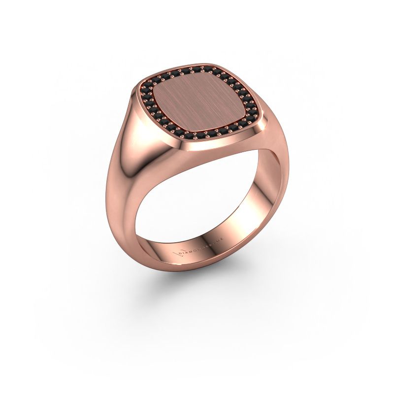 Men's ring Floris Cushion 3 585 rose gold black diamond 0.270 crt