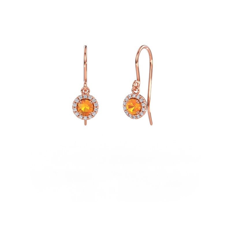 Boucles d'oreilles Seline rnd 2 585 or rose citrine 4 mm
