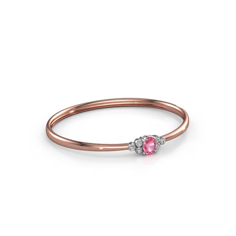 Slavenarmband Lucy 585 rosé goud roze saffier 8x6 mm