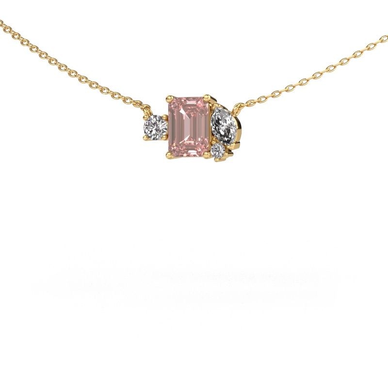 Pendant Frauke EME 585 gold pink lab grown diamond 7x5 mm