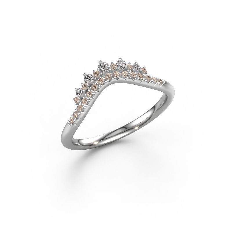 Aanschuifring Nica A 585 witgoud bruine diamant 0.219 crt