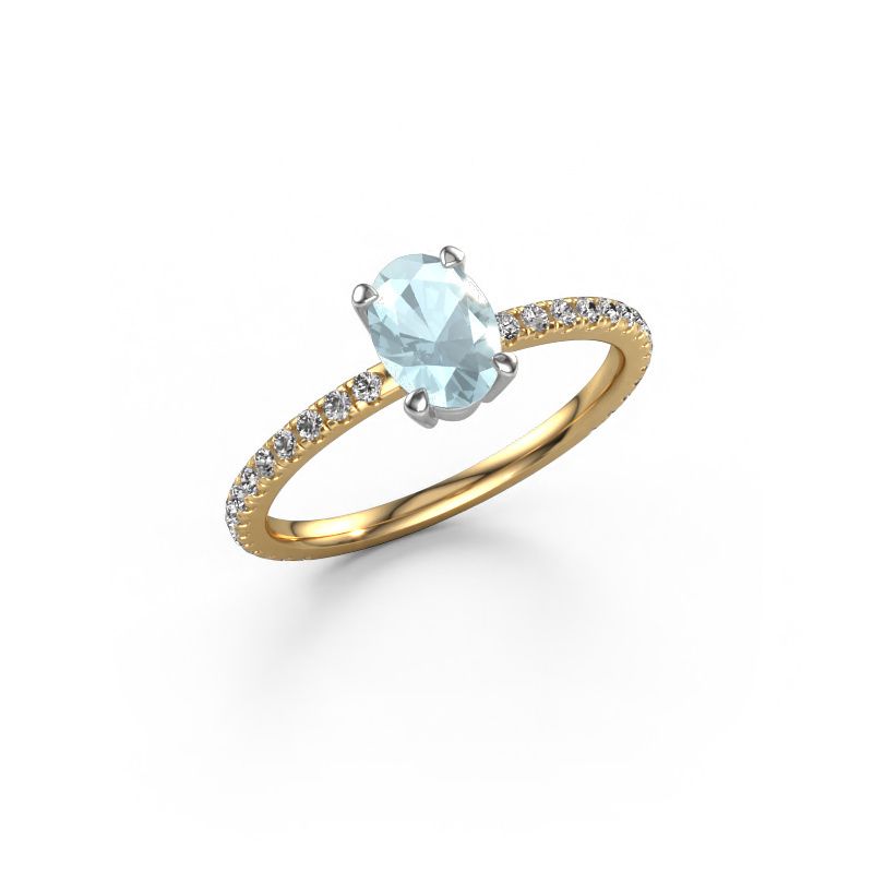 Verlovingsring Lynelle 2 585 goud aquamarijn 7x5 mm