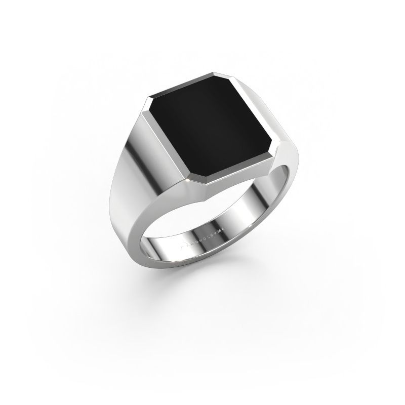Signet ring Lars 2 585 white gold onyx 12x10 mm