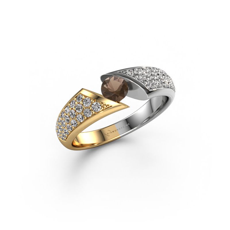 Engagement ring Hojalien 3 585 gold smokey quartz 4.2 mm