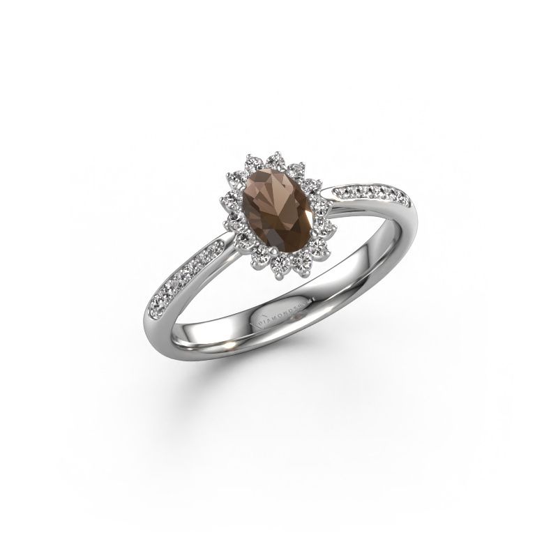 Verlovingsring Tilly ovl 2 585 witgoud rookkwarts 7x5 mm