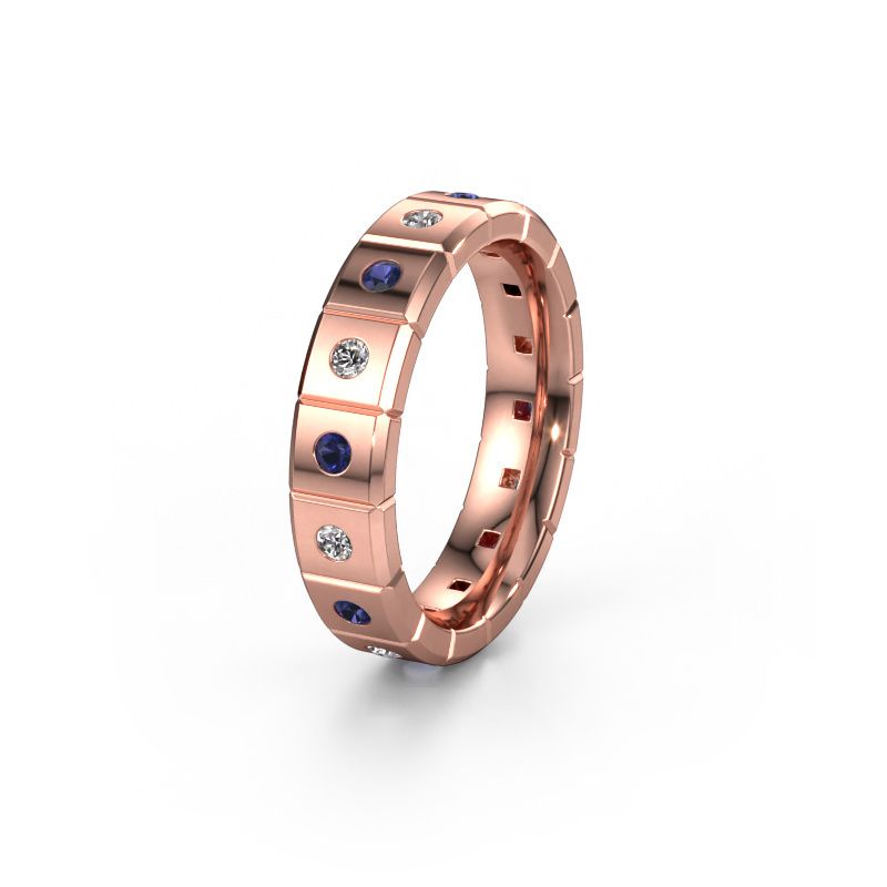 Huwelijksring WH2055L15DP 585 rosé goud saffier ±5x2.4 mm