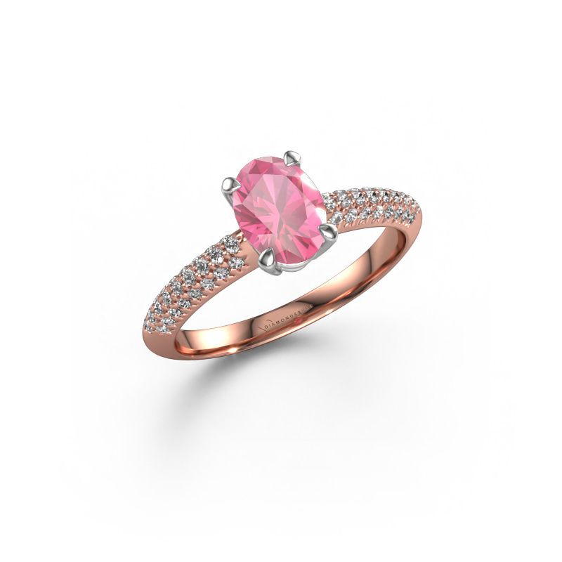 Engagement ring Morane OVL 585 rose gold pink sapphire 7,5x5,5 mm