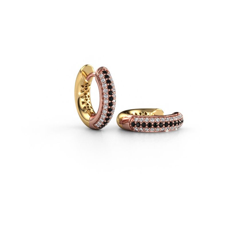 Creole Tristan B 14 mm 585 Roségold Schwarz Diamant 0.348 crt