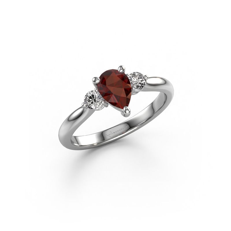 Engagement ring Lieselot PER 585 white gold garnet 7x5 mm
