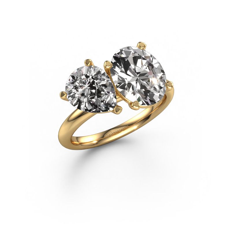 Engagement ring Toi et Moi OVL-PER 585 gold zirconia 8x6 mm