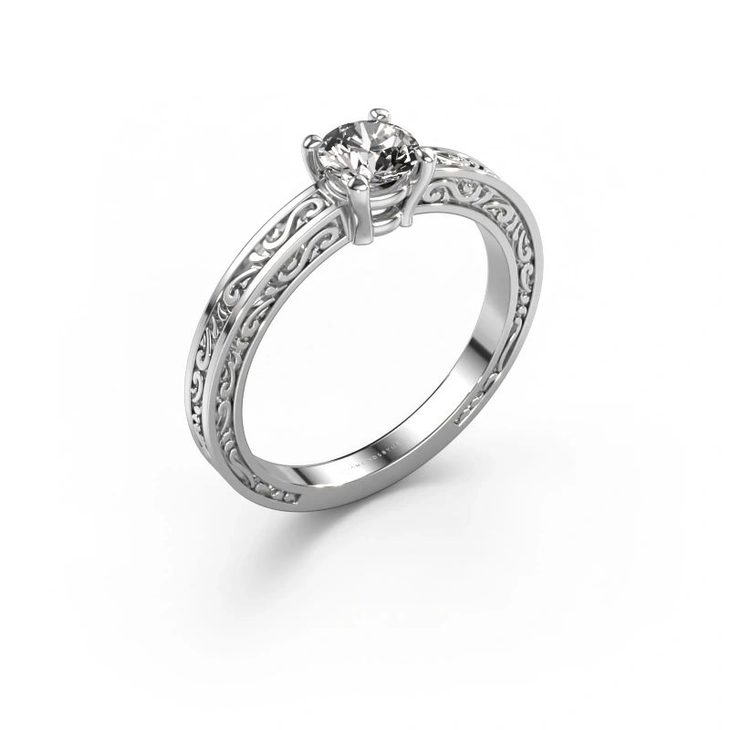 Verlovingsring Claudette 1 585 witgoud zirkonia 5 mm