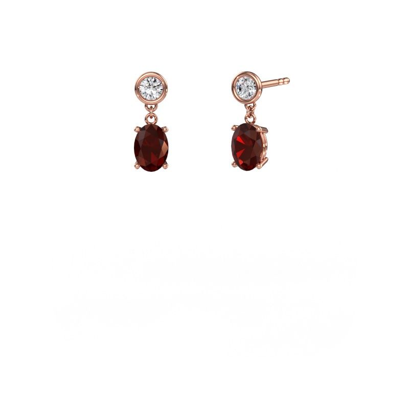 Pendants d'oreilles Lacey OVL 585 or rose grenat 7x5 mm