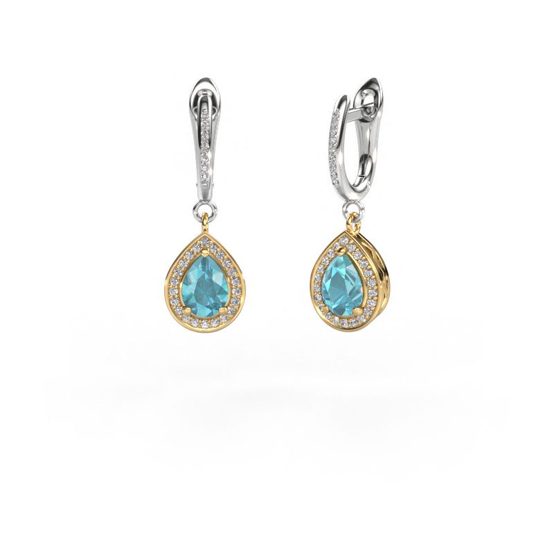 Drop earrings Ginger 2 585 gold blue topaz 7x5 mm