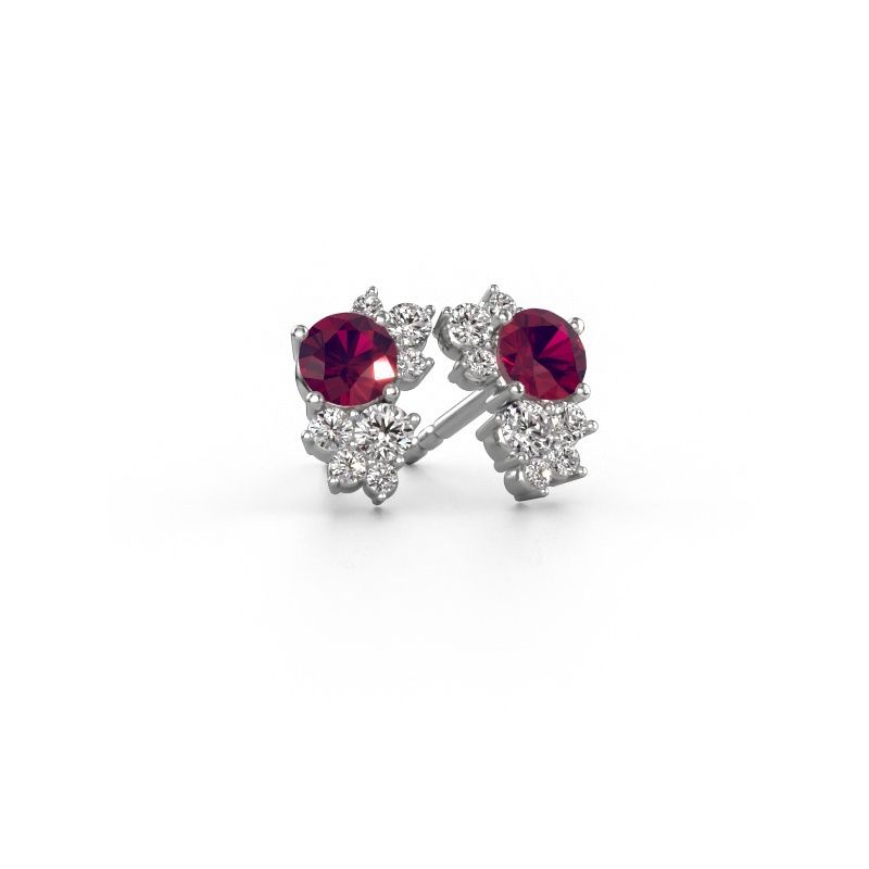 Oorknopjes Veronica 585 witgoud rhodoliet 4.2 mm