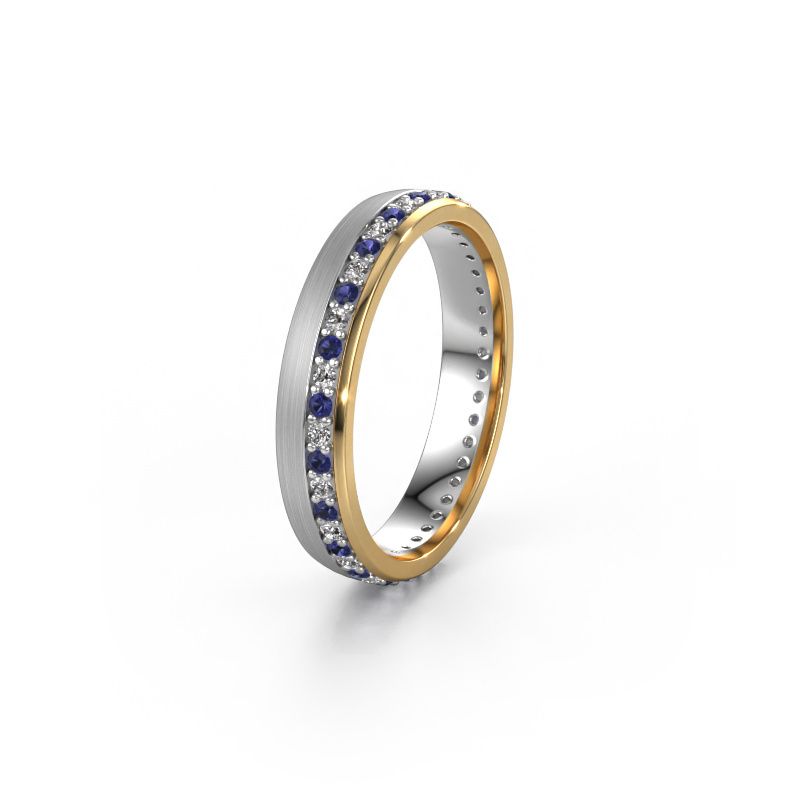 Trouwring WH0303L24AM 585 witgoud saffier ±4x1.7 mm