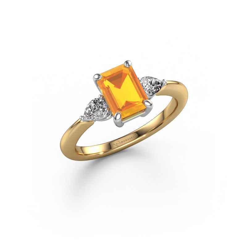 Engagement ring Chanou EME 585 gold citrin 7.5x5.5 mm