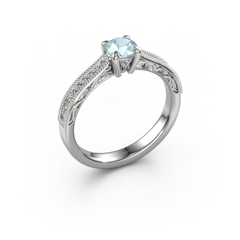 Engagement ring Shonta RND 950 platinum aquamarine 4.7 mm