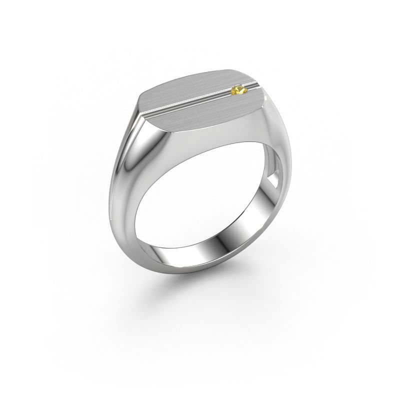 Herenring Stijn 950 platina gele saffier 2 mm