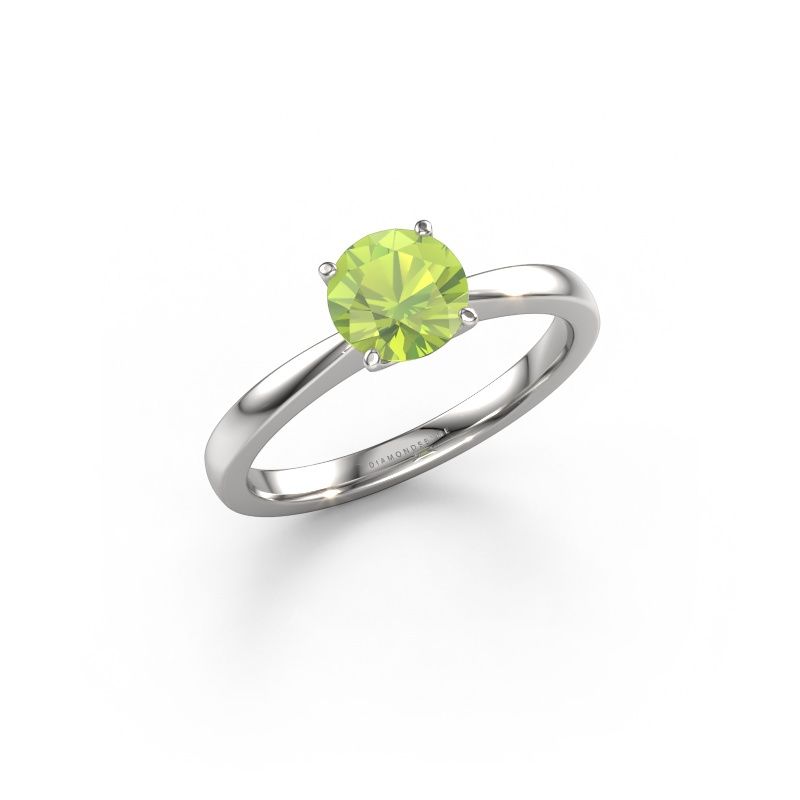 Engagement ring Kitty 950 platinum peridot 6.2 mm