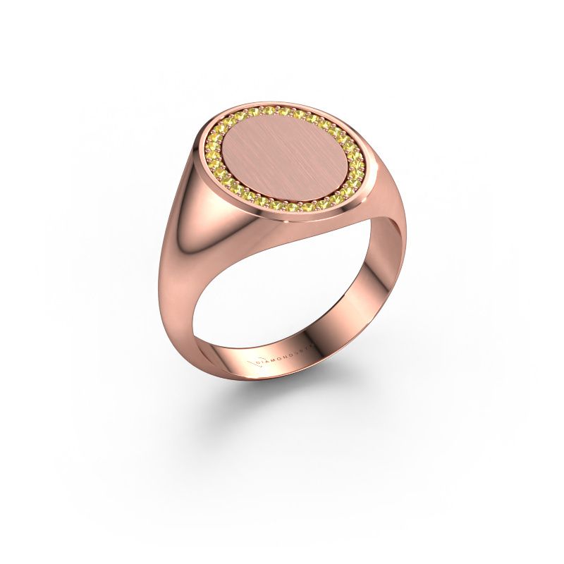 Heren ring Floris Oval 4 585 rosé goud gele saffier 1.2 mm