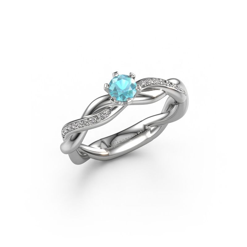 Engagement ring Page 950 platinum blue topaz 5.4 mm