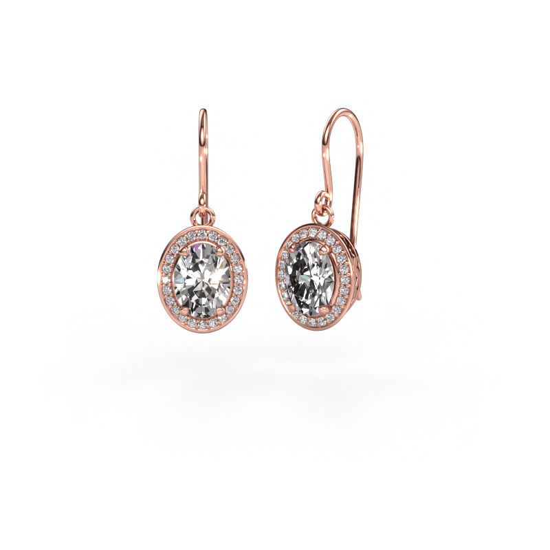 Pendants d'oreilles Latesha 585 or rose zircone 7x5 mm